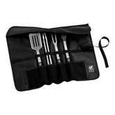 Conjunto de utensilios 5 peças garfo, pincel, espatula e pegador em aço inoxidável com mala Zwilling BBQ